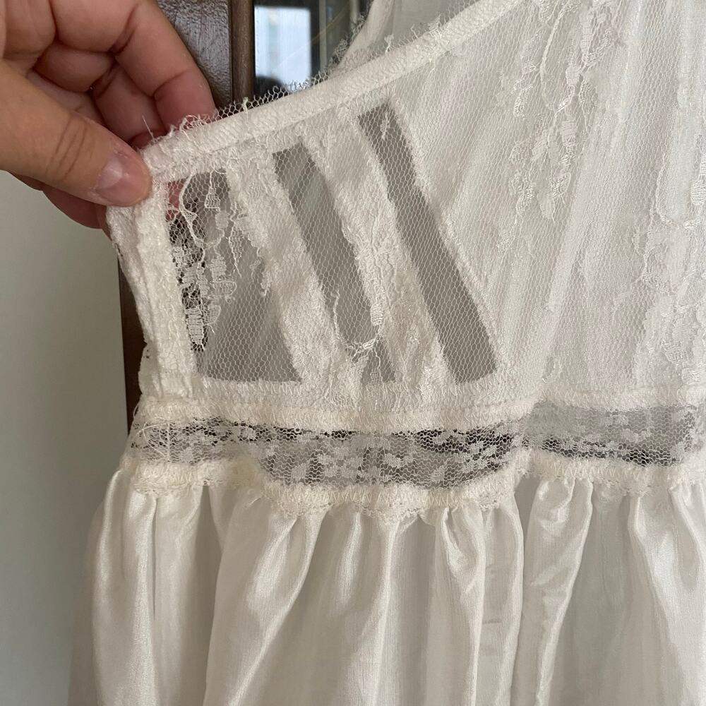 Intimately Free People Size Large White Slip Dress Tank Style Lace Panel Cottage - Picture 6 of 9